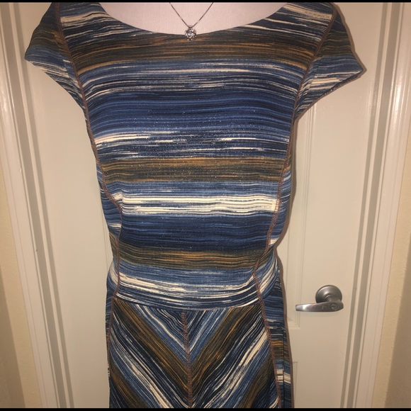 👇🏻$Reduced to lowest price. Signature byRobbie Bee striped w/warm colors dress - Picture 4 of 10